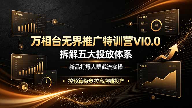 （19184期）万相台无界推广特训营VI0.0，拆解五大投放体系，新品打爆人群截流实操，控预算稳步拉高店铺投产-九节课