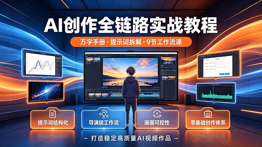 （19247期）AI创作全链路实战教程｜万字手册·提示词拆解·9节工作流课，打造稳定高质量AI视频作品-九节课