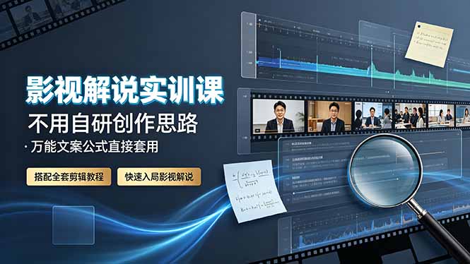（19183期）影视解说实训课：不用自研创作思路，万能文案公式直接套用，搭配全套剪辑教程，快速入局影视解说-九节课