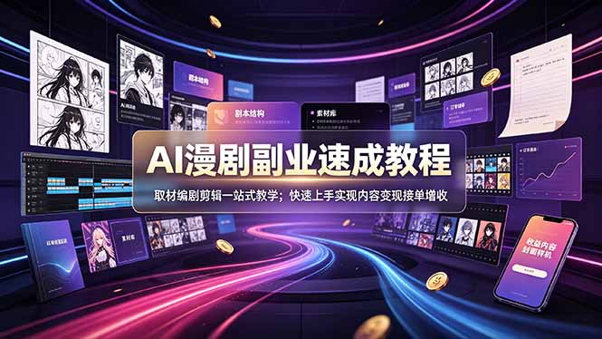 （19157期）AI漫剧副业速成教程，取材编剧剪辑一站式教学；快速上手实现内容变现接单增收-九节课