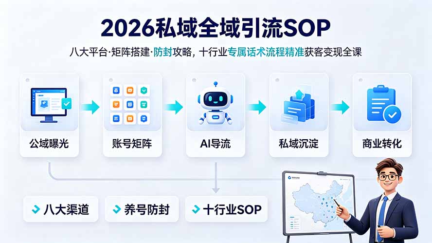 （19248期） 2026私域全域引流SOP｜八大平台·矩阵搭建·防封攻略，十行业专属话术流程精准获客变现全课-九节课