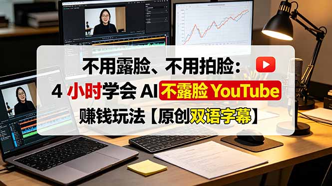 （19161期）不用露脸、不用拍脸：4 小时学会 AI 不露脸 YouTube 赚钱玩法【原创双语字幕】-九节课