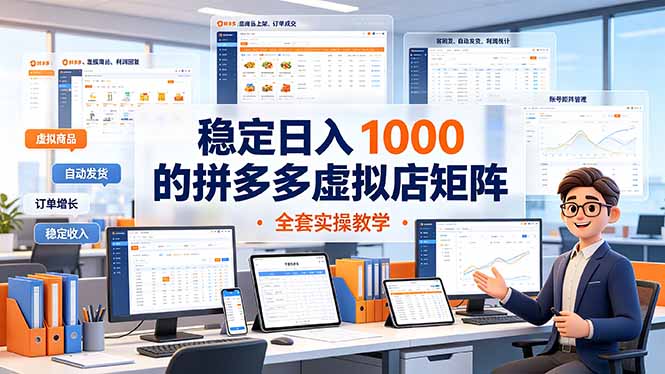 （19253期）稳定日入 1000 的拼多多虚拟店矩阵，全套实操教学-九节课