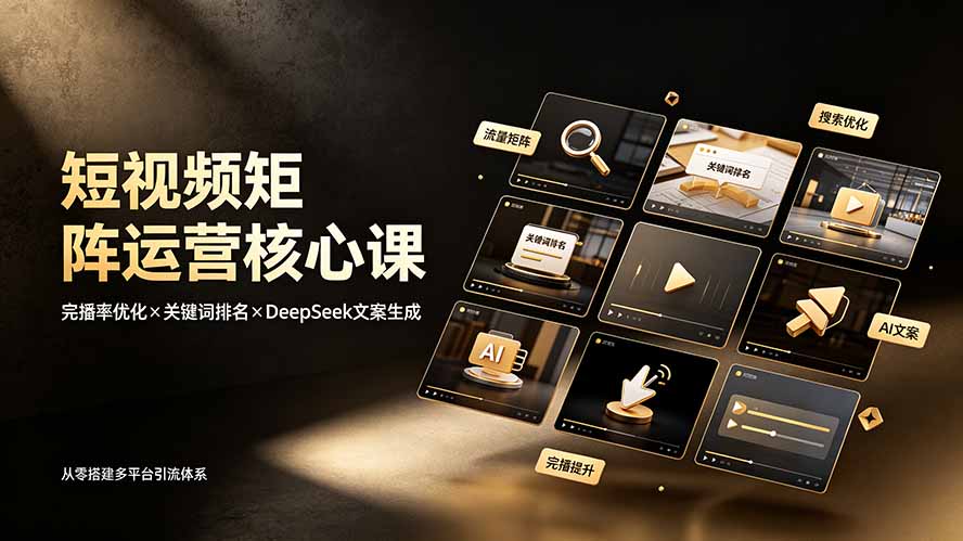 （19259期）短视频矩阵运营核心课：完播率优化×关键词排名×DeepSeek文案生成，从零搭建多平台引流体系-九节课