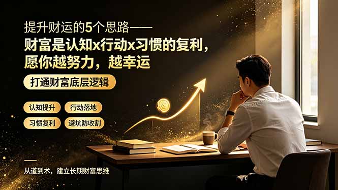 （19233期）付费文章：提升财运的5个思路——财富是认知x行动x习惯的复利，愿你越努力，越幸运-九节课