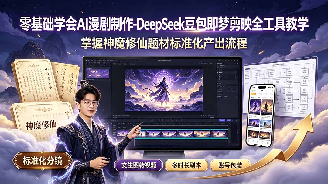 （19263期）零基础学会AI漫剧制作-DeepSeek豆包即梦剪映全工具教学，掌握神魔修仙题材标准化产出流程-九节课