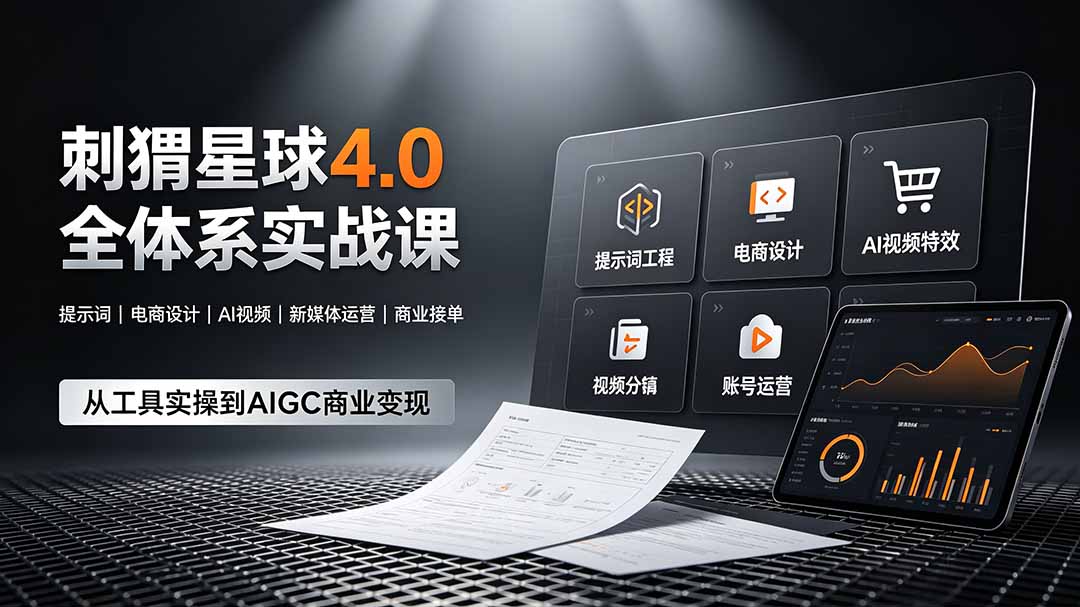 （19224期）刺猬星球4.0全体系实战课，覆盖提示词工程、电商设计、AI视频特效与新媒体运营，一站式掌握AIGC商业核心技能-九节课