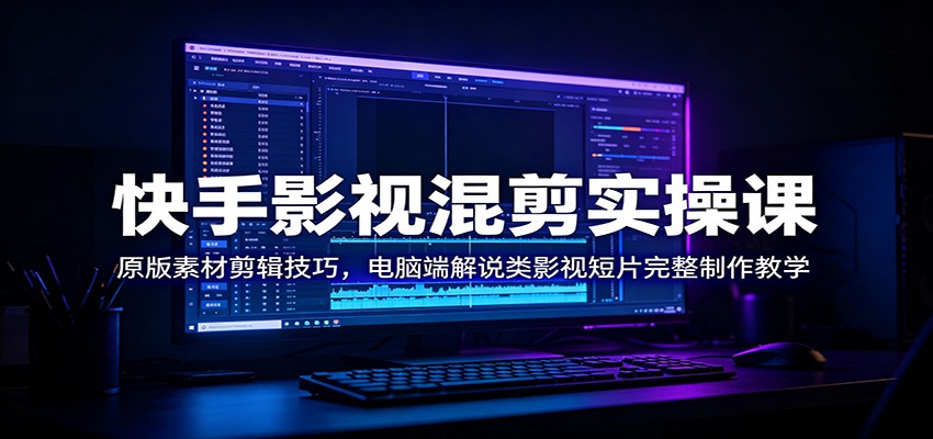 快手影视混剪实操课：原版素材剪辑技巧，电脑端解说类影视短片完整制作教学-九节课