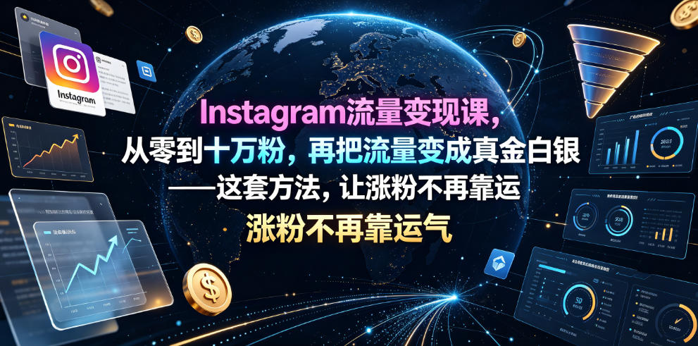 Instagram流量变现课，从零到十万粉，再把流量变成真金白银——这套方法，让涨粉不再靠运气【原创双语字幕】-九节课