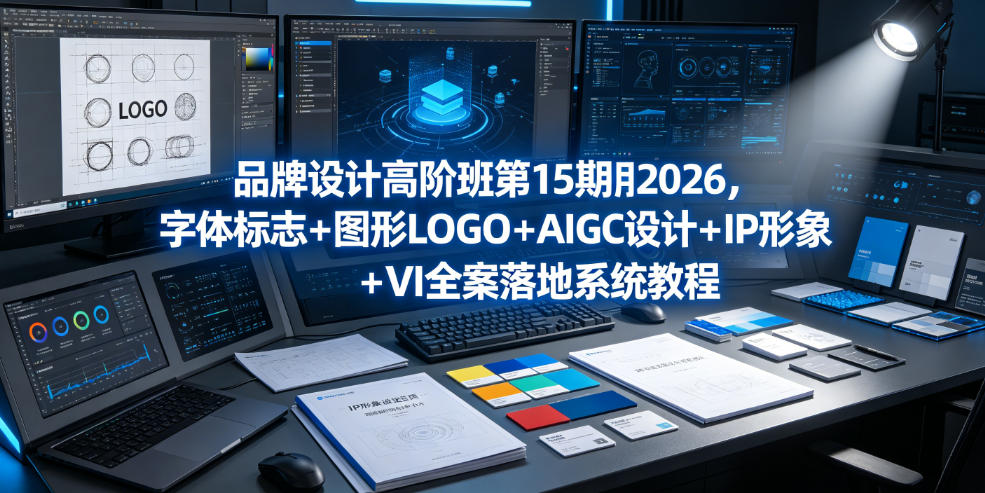品牌设计高阶班第15期2026，字体标志＋图形LOGO＋AIGC设计＋IP形象＋VI全案落地系统教程-九节课
