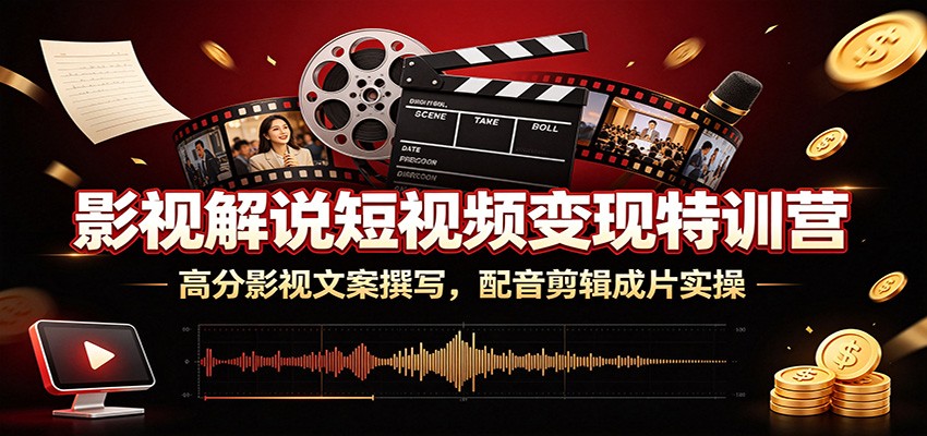 影视解说短视频变现特训营：高分影视文案撰写，配音剪辑成片实操-九节课