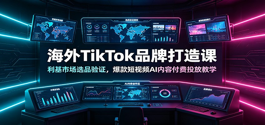 海外TikTok品牌打造课：利基市场选品验证，爆款短视频AI内容付费投放教学-九节课