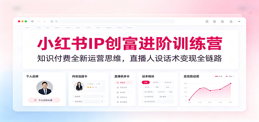 小红书IP创富进阶训练营：知识付费全新运营思维，直播人设话术变现全链路-九节课