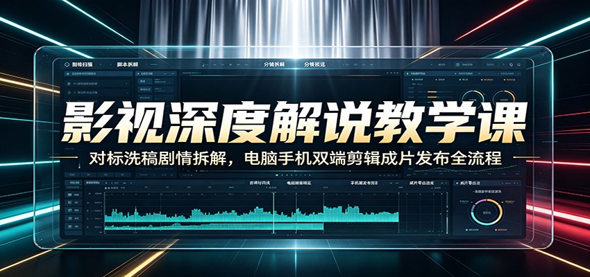 影视深度解说教学课：对标洗稿剧情拆解，电脑手机双端剪辑成片发布全流程-九节课