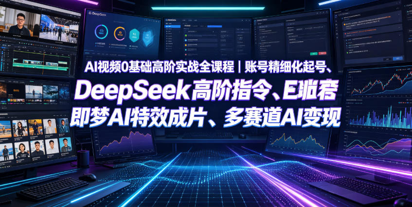 AI视频0基础高阶实战全课程｜账号精细化起号、DeepSeek高阶指令、即梦AI特效成片、多赛道AI短视频量产变现-九节课