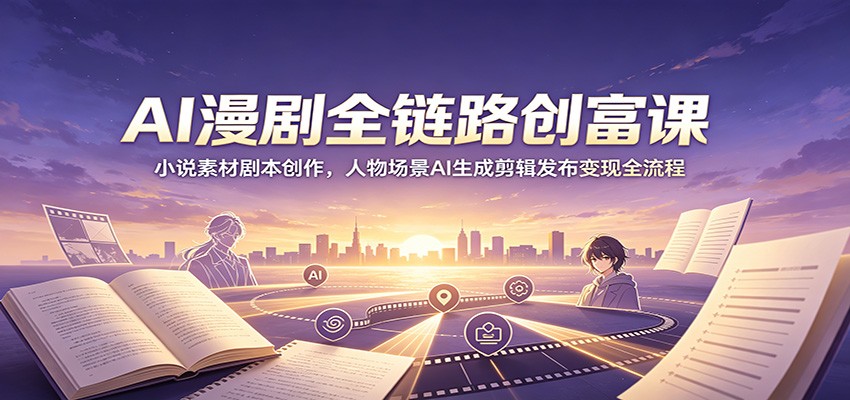 AI漫剧全链路创富课：小说素材剧本创作，人物场景AI生成剪辑发布变现全流程-九节课
