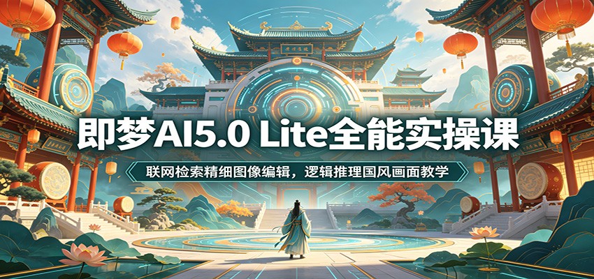 即梦AI5.0 Lite全能实操课：联网检索精细图像编辑，逻辑推理国风画面教学-九节课