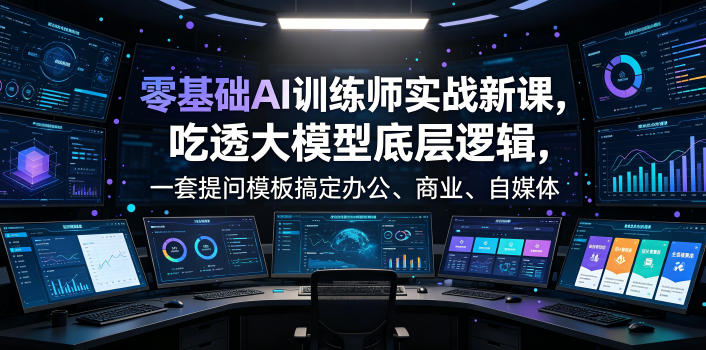 零基础AI训练师实战课，吃透大模型底层逻辑，一套提问模板搞定办公、商业、自媒体、设计、生活全场景AI落地应用-九节课