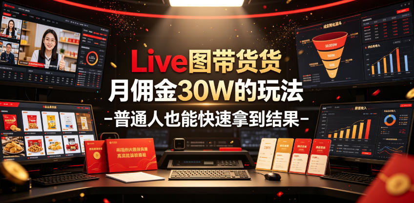 Live图带货月佣金30W的玩法-普通人也能快速拿到结果-九节课