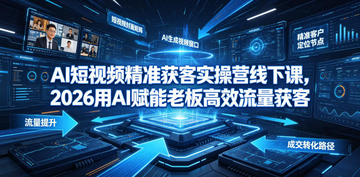 AI短视频精准获客实操营6月10-14号线下课，2026用AI赋能老板高效流量获客-九节课