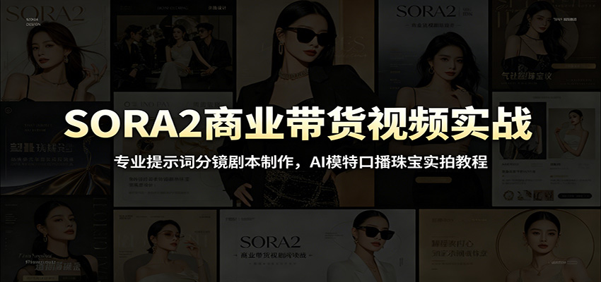 SORA2商业带货视频实战：专业提示词分镜剧本制作，AI模特口播珠宝实拍教程-九节课