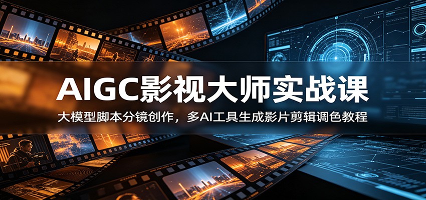 AIGC影视大师实战课：大模型脚本分镜创作，多AI工具生成影片剪辑调色教程-九节课