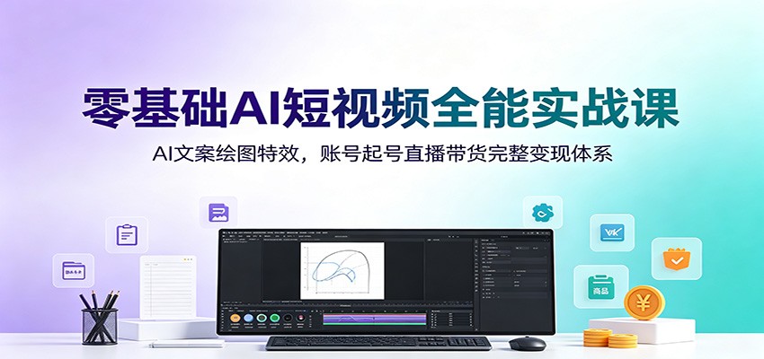零基础AI短视频全能实战课：AI文案绘图特效，账号起号直播带货完整变现体系-九节课