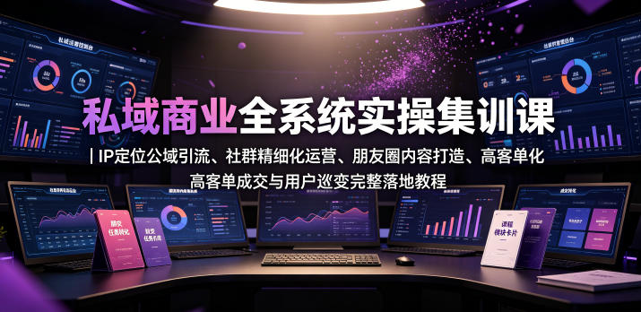私域商业全系统实操课｜IP定位公域引流、社群精细化运营、朋友圈内容打造、高客单成交与用户裂变完整落地教程-九节课