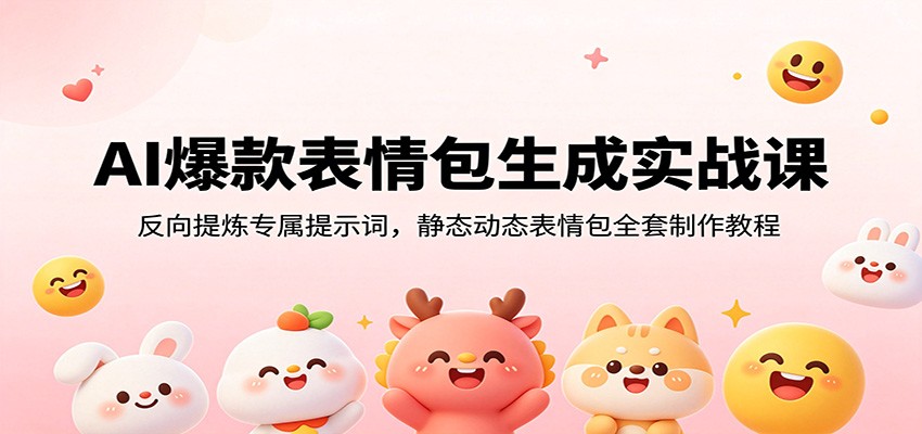 AI爆款表情包生成实战课：反向提炼专属提示词，静态动态表情包全套制作教程-九节课