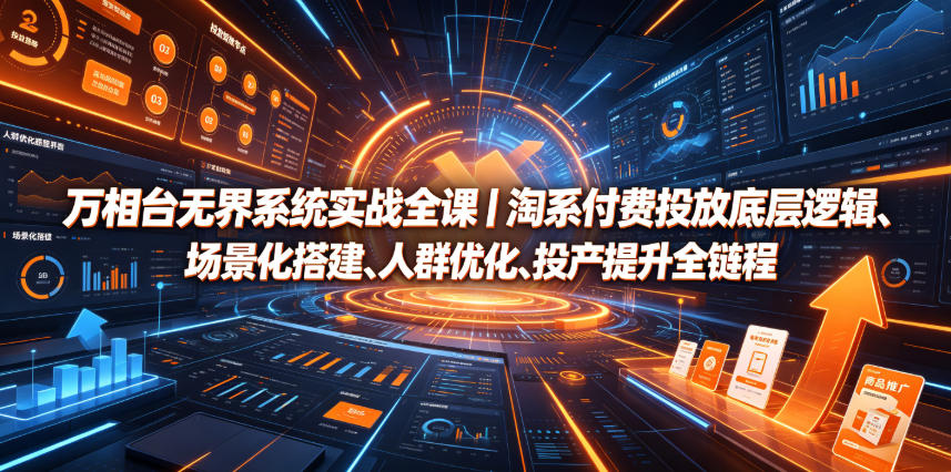 万相台无界系统实战全课｜淘系付费投放底层逻辑、场景化搭建、人群优化、投产提升全链路运营教程-九节课