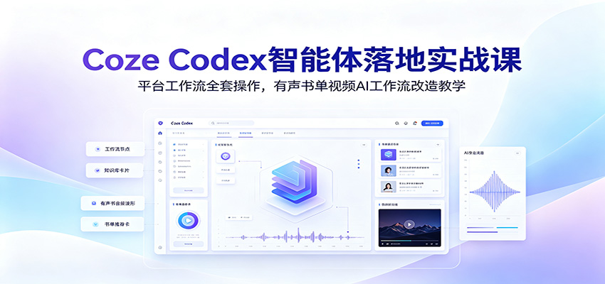 Coze Codex智能体落地实战课：平台工作流全套操作，有声书单视频AI工作流改造教学-九节课
