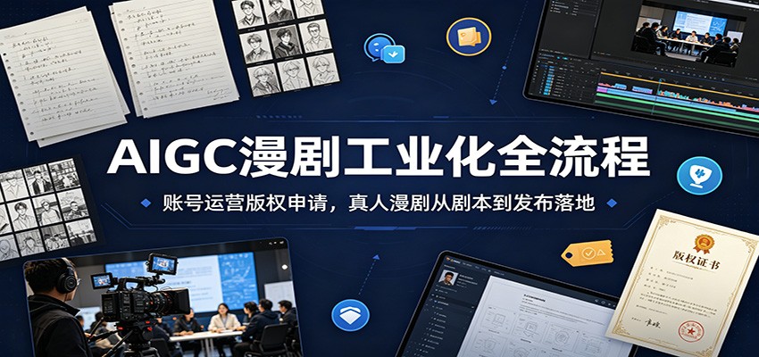 AIGC漫剧工业化全流程：账号运营版权申请，真人漫剧从剧本到发布落地-九节课
