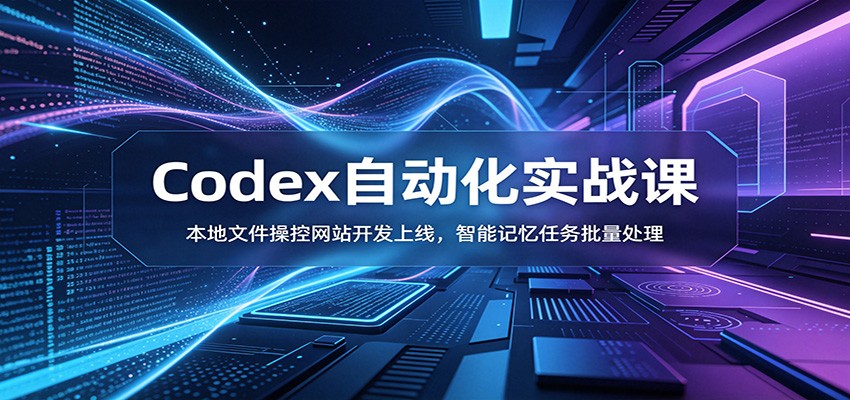 Codex自动化实战课:本地文件操控网站开发上线,智能记忆任务批量处理-九节课
