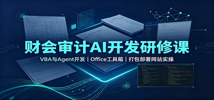 财会审计AI开发研修课：VBA与Agent开发，Office工具箱，打包部署网站实操-九节课
