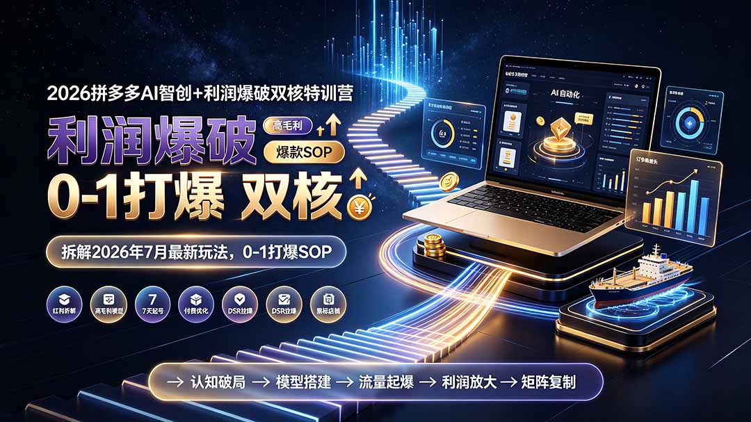 （19804期）2026拼多多AI智创+利润爆破双核特训营-更新：拆解2026年7月最新玩法，0-1打爆SOP-九节课