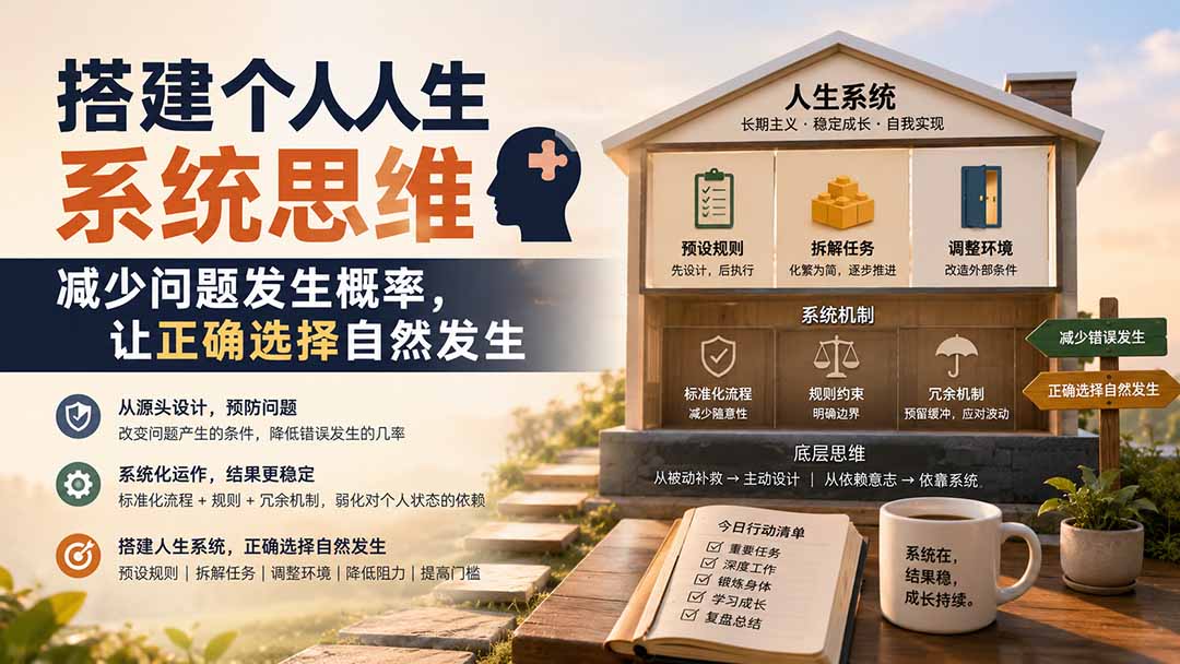 （19985期）付费文章：搭建个人人生系统思维：减少问题发生概率，让正确选择自然发生-九节课