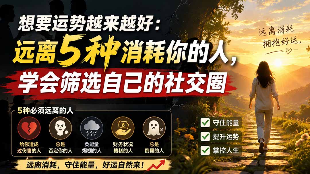 （19965期）付费文章：想要运势越来越好：远离5种消耗你的人，学会筛选自己的社交圈-九节课