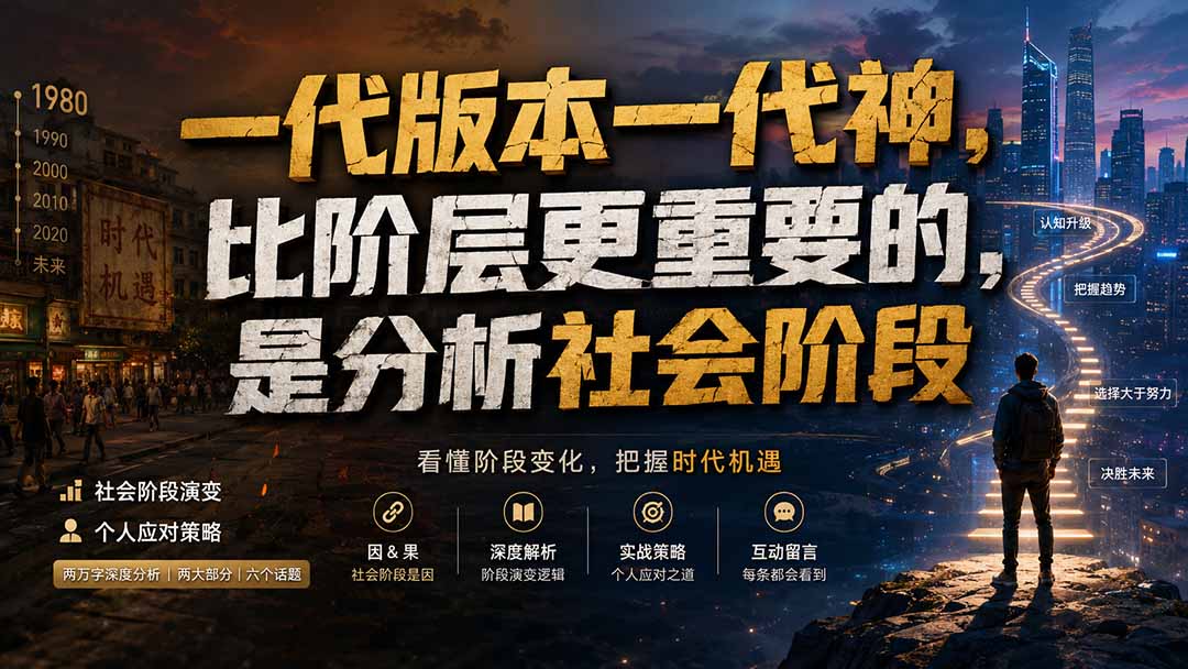 （19745期）付费文章：一代版本一代神，比阶层更重要的，是分析社会阶段-九节课