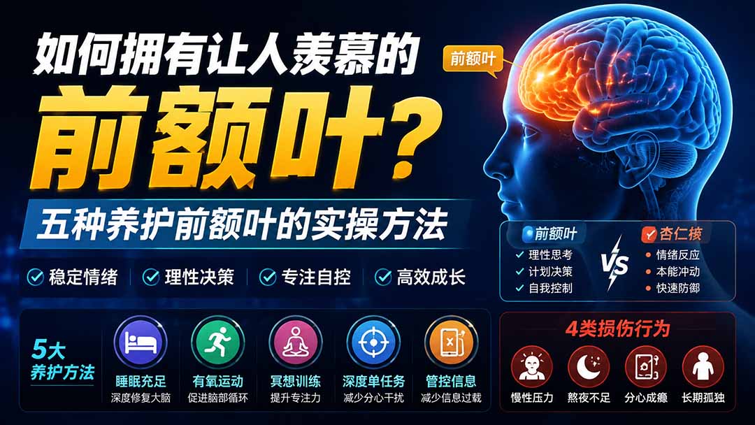 （19805期）付费文章：如何拥有让人羡慕的前额叶？五种养护前额叶的实操方法-九节课