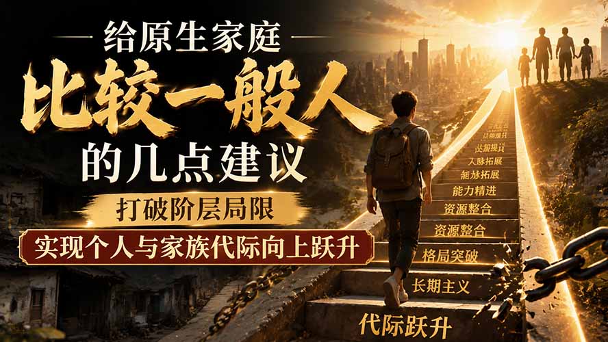 （19708期）付费文章：给原生家庭比较一般人的几点建议，打破阶层局限，实现个人与家族代际向上跃升-九节课