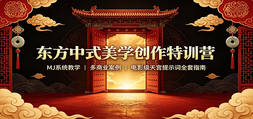 东方中式美学创作特训营：MJ系统教学，多商业案例，电影级天宫提示词全套指南-九节课