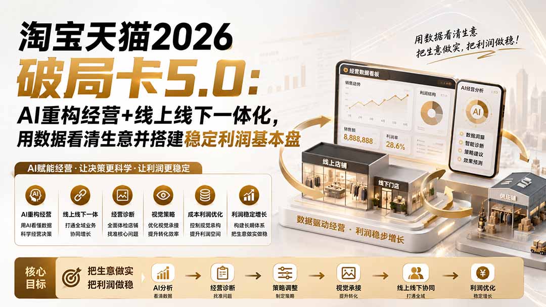 （20026期）淘宝天猫2026破局卡5.0：AI重构经营+线上线下一体化，用数据看清生意并搭建稳定利润基本盘（修复）-九节课
