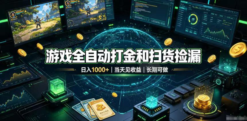 （19647期）游戏全自动打金和扫货捡漏，日入1000+，当天见收益，长期可做！-九节课