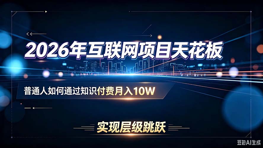 （20150期）2026年互联网项目天花板：普通人如何通过知识付费月入10W，实现层级跳跃-九节课