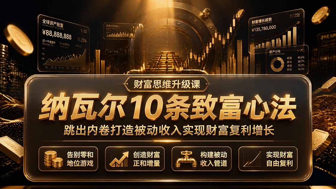 （19628期）付费文章：纳瓦尔10条致富心法，跳出内卷打造被动收入实现财富复利增长-九节课