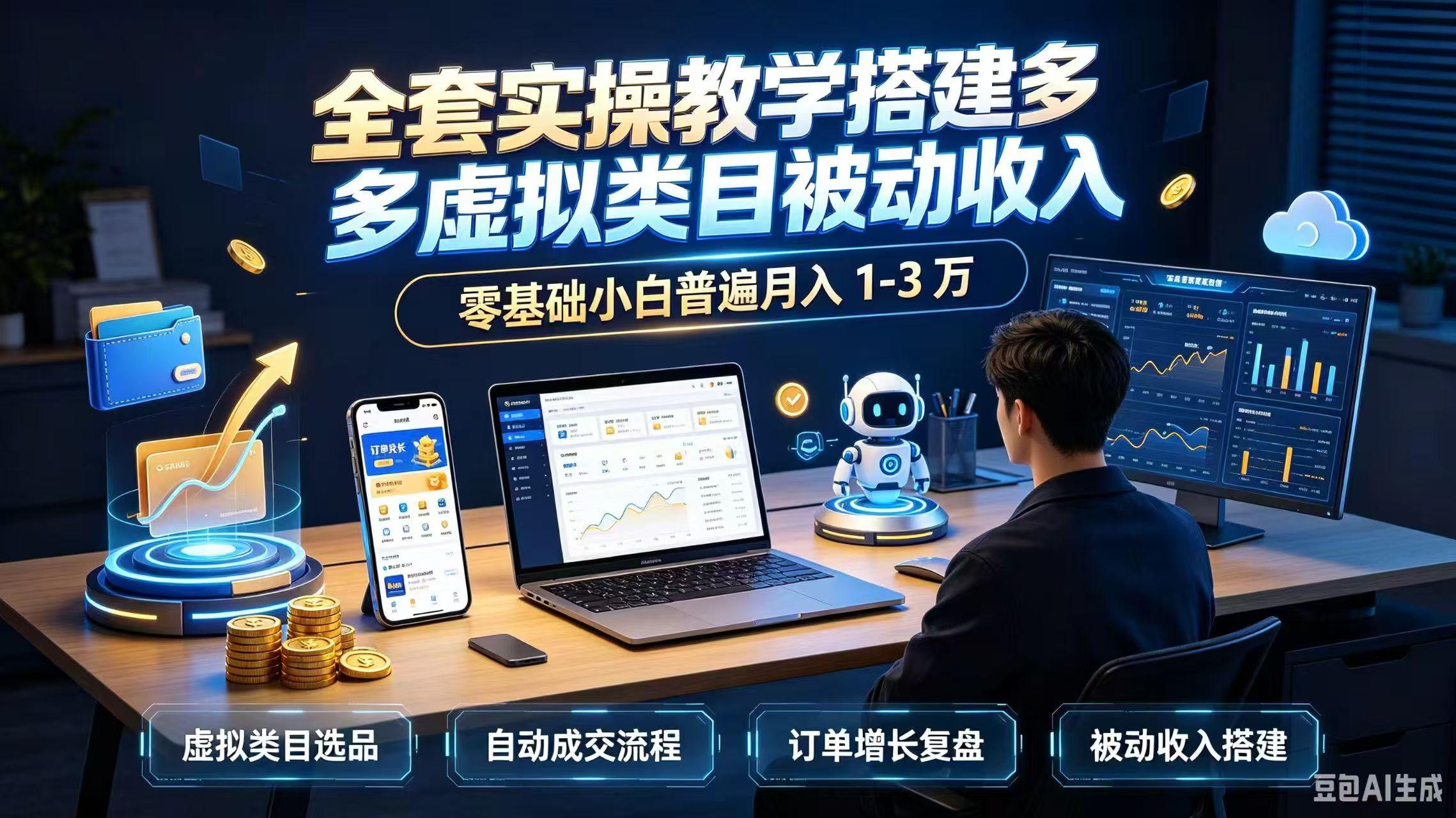 （20076期）全套实操教学搭建多多虚拟类目被动收入，零基础小白普遍月入 1-3 万-九节课