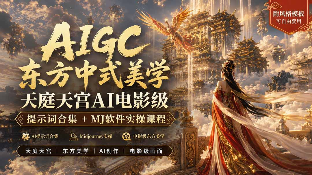 （19998期）AIGC东方中式美学天庭天宫AI电影级提示词合集+MJ软件实操课程-九节课