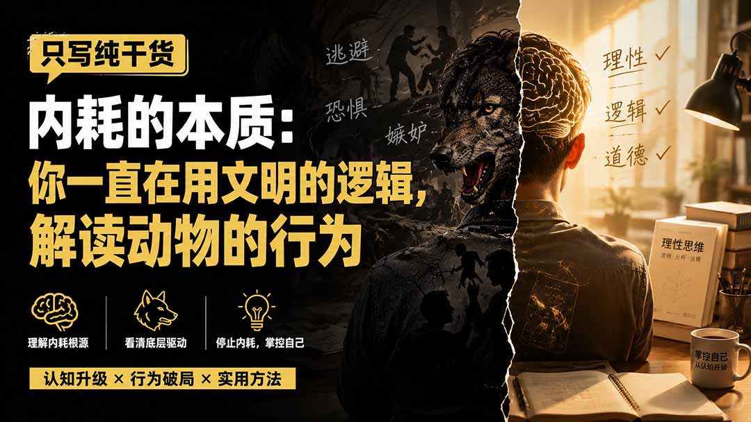 （19849期）付费文章：只写纯干货-内耗的本质：你一直在用文明的逻辑，解读动物的行为-九节课