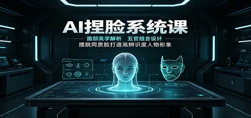 AI捏脸系统课：面部美学解析，五官组合设计，摆脱同质脸打造高辨识度人物形象-九节课
