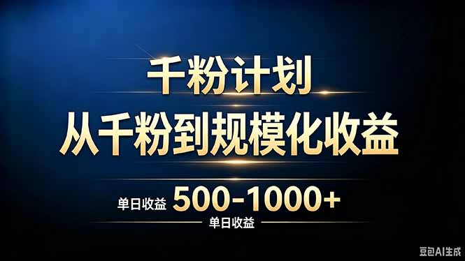 （20078期）抖音千粉账号计划，从千粉到规模化收益 500-1000+单日收益-九节课